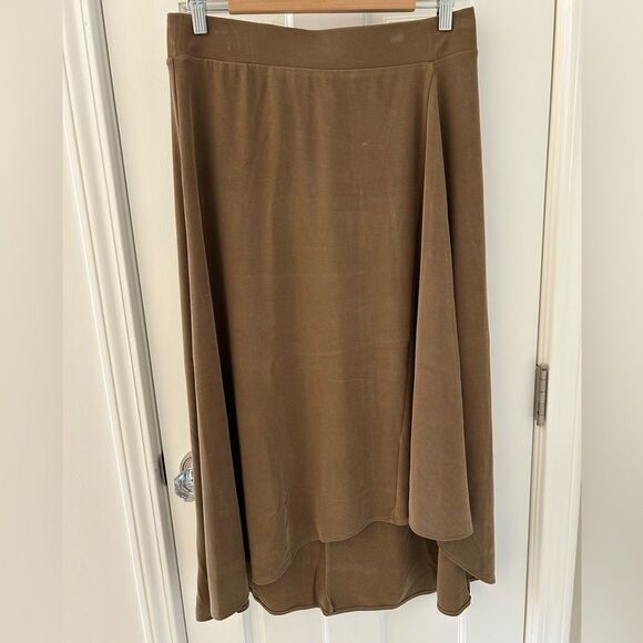 Primark Edit Midi Skirt in Moss Green Stretch Hi Lo Asymmetrical - Size L - Picture 1 of 5